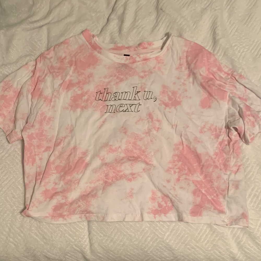 Ariana Grande H&M Divided Thank U, Next Pink Tie Dye Cropped Tee